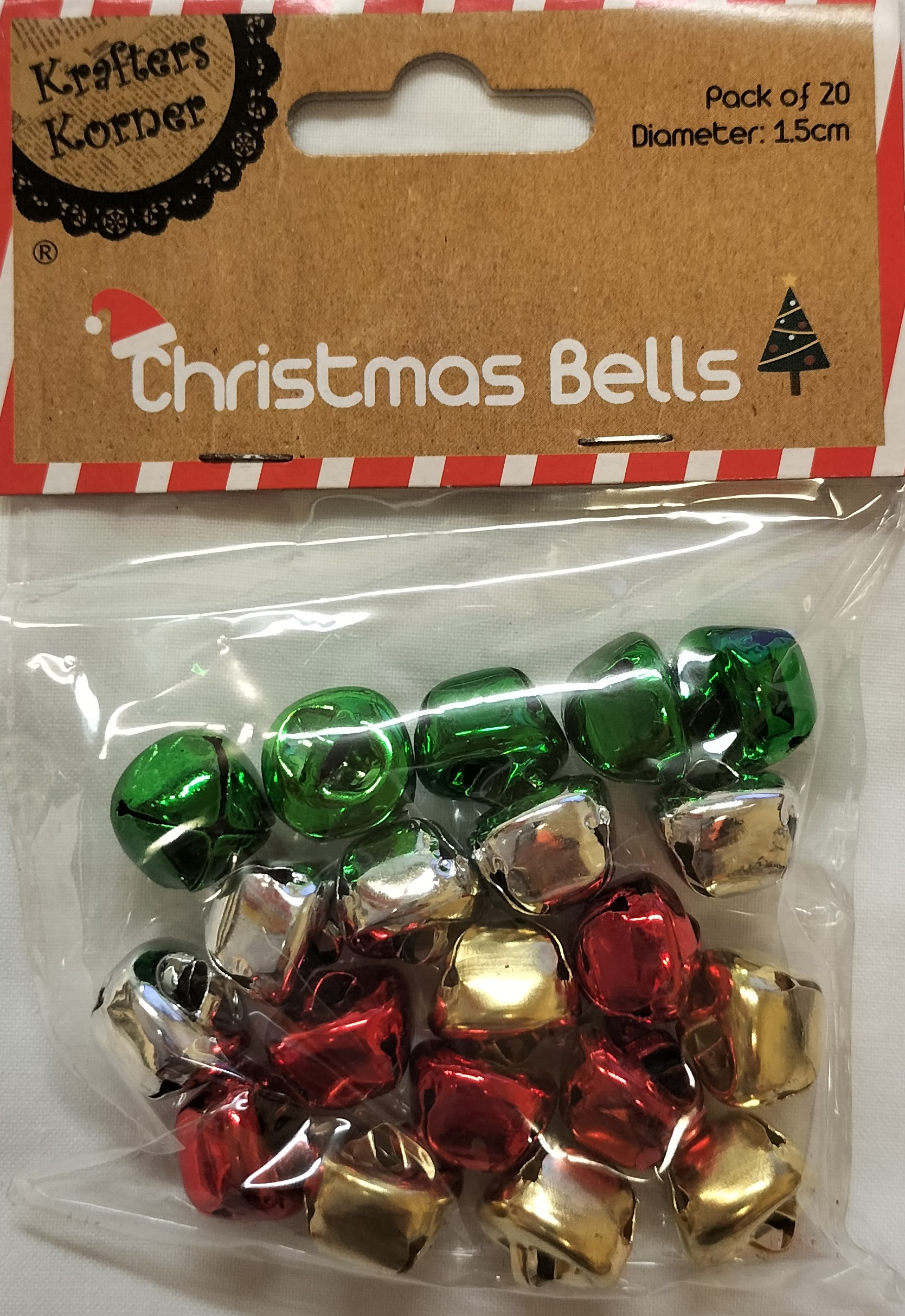 Folley Bells 15mm Christmas Mix 4 Col Pk 20